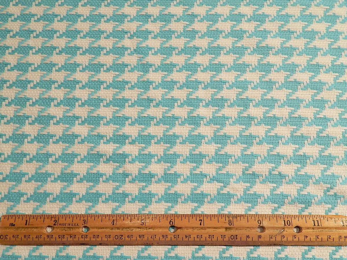 Turquoise and White Large Houndstooth Tweed