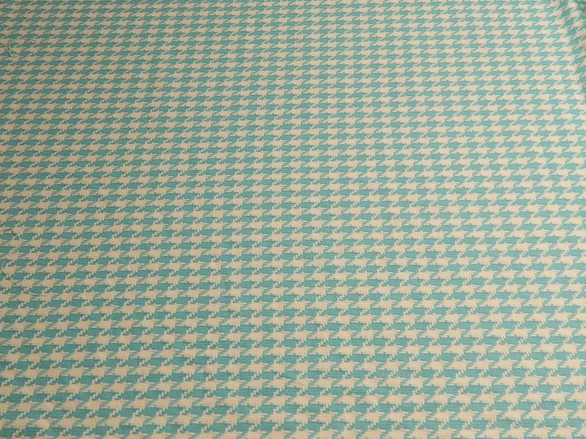 Turquoise and White Large Houndstooth Tweed