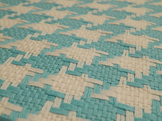 Turquoise and White Large Houndstooth Tweed