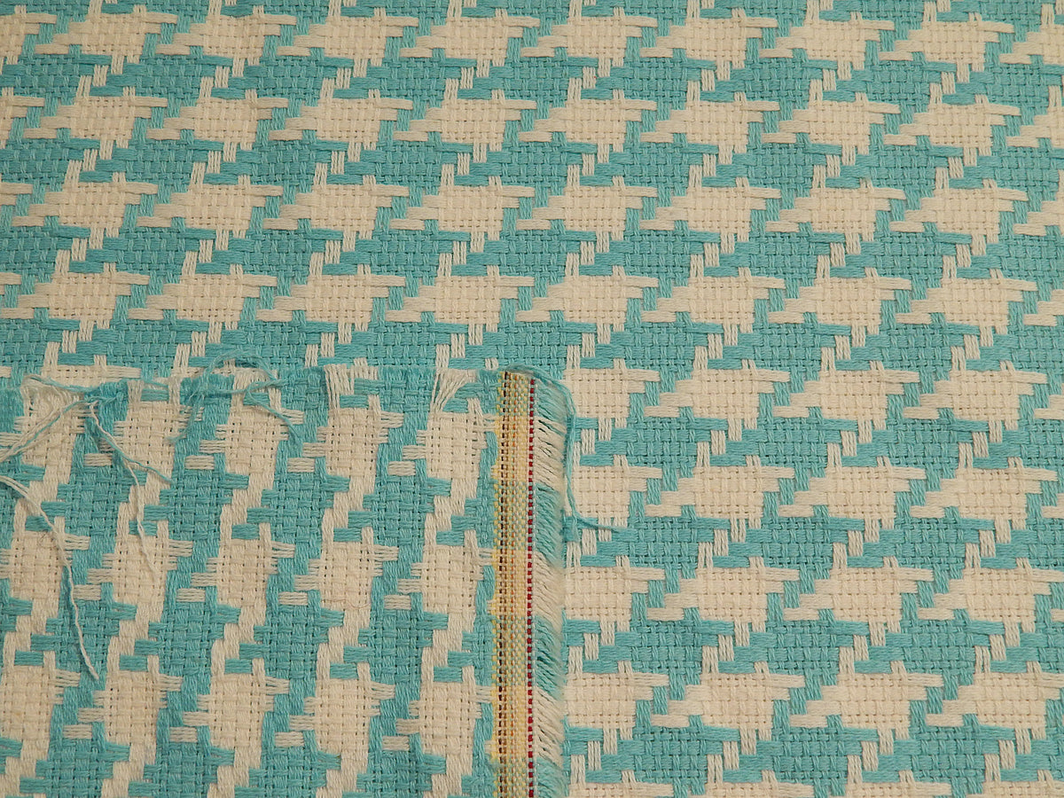 Turquoise and White Large Houndstooth Tweed