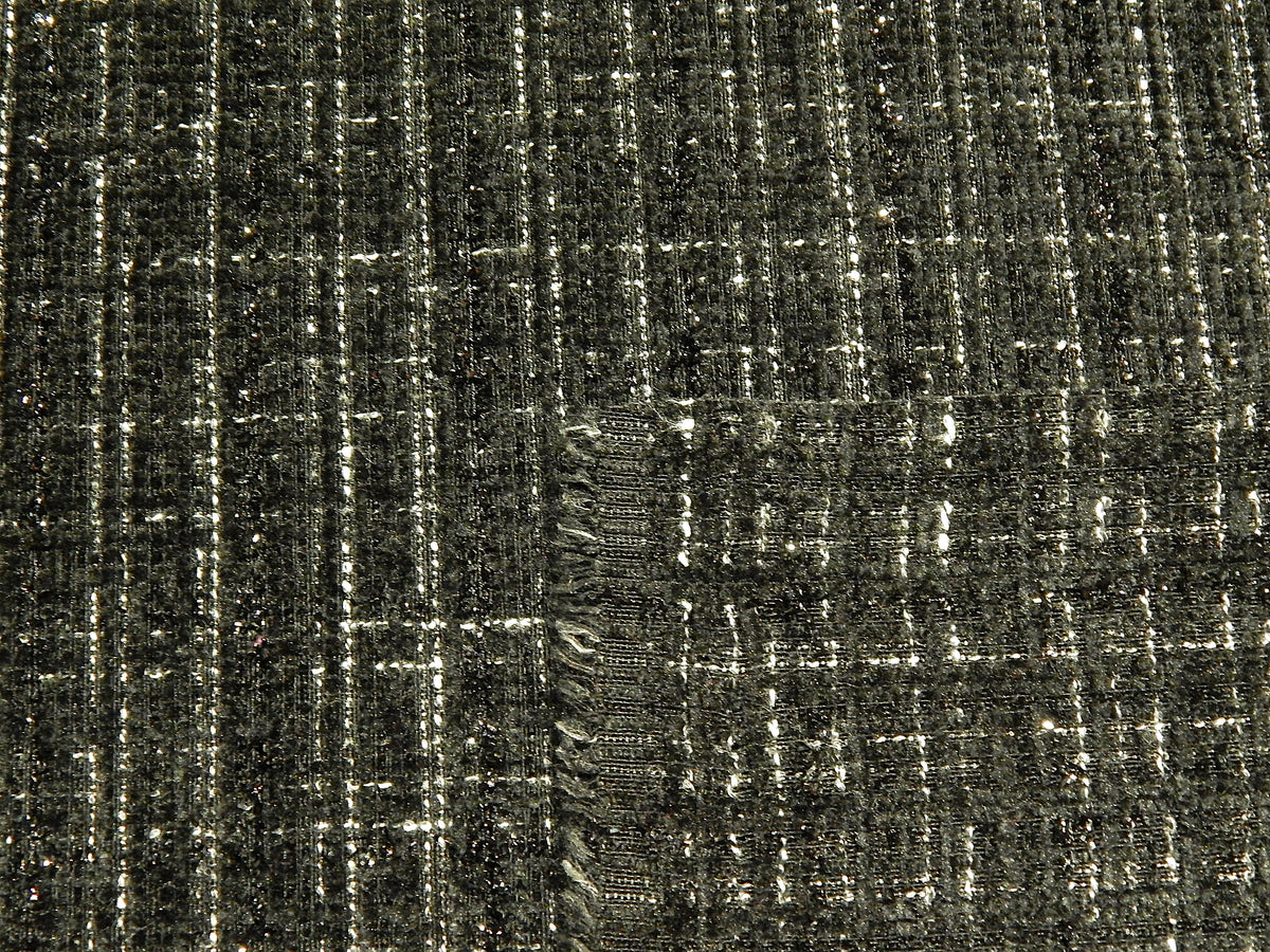 Black and Silver Plaid Tweed