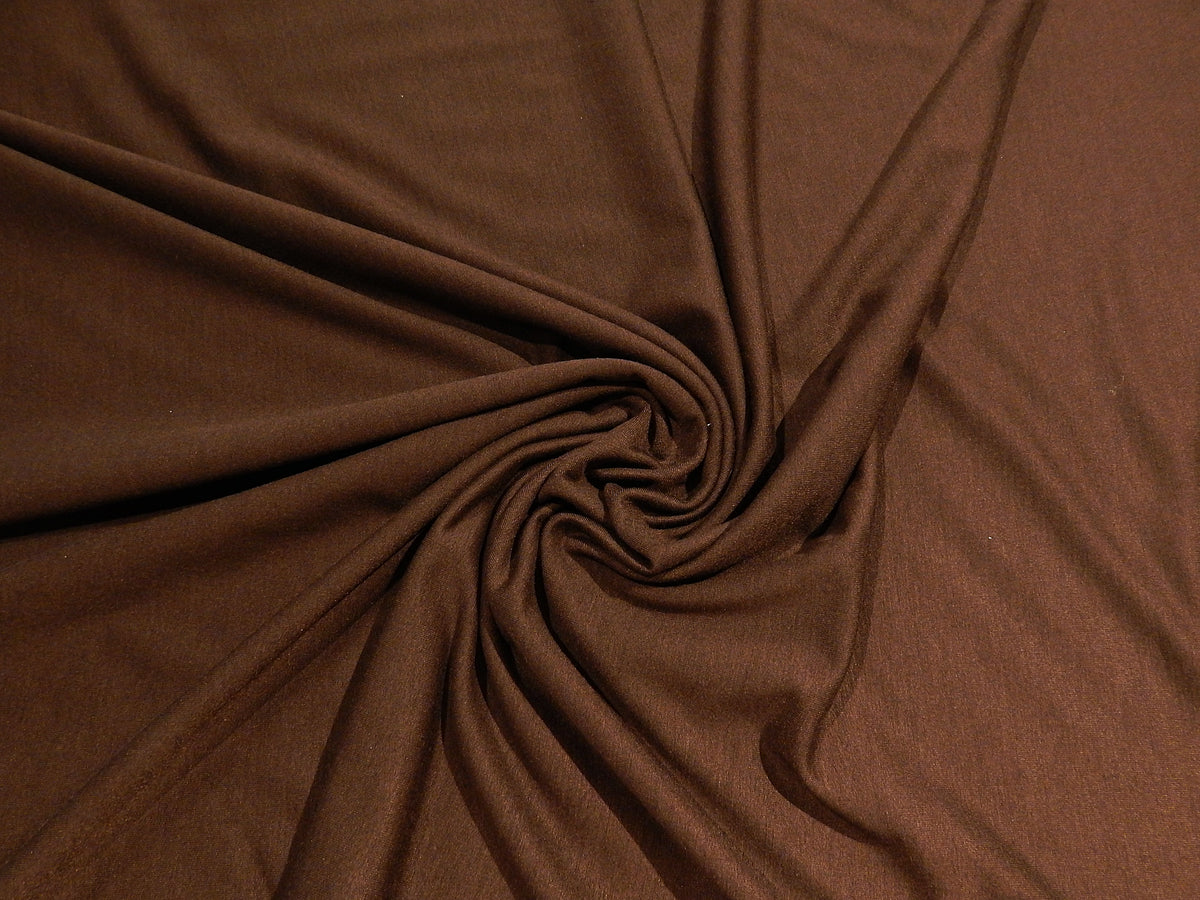 coffee dark brown rayon spandex polyester deadstock french terry knit fabric