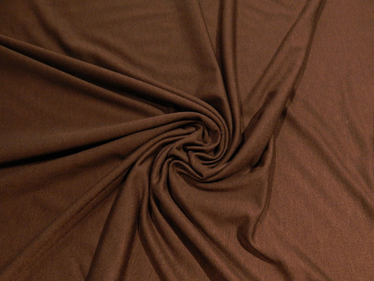 coffee dark brown rayon spandex polyester deadstock french terry knit fabric