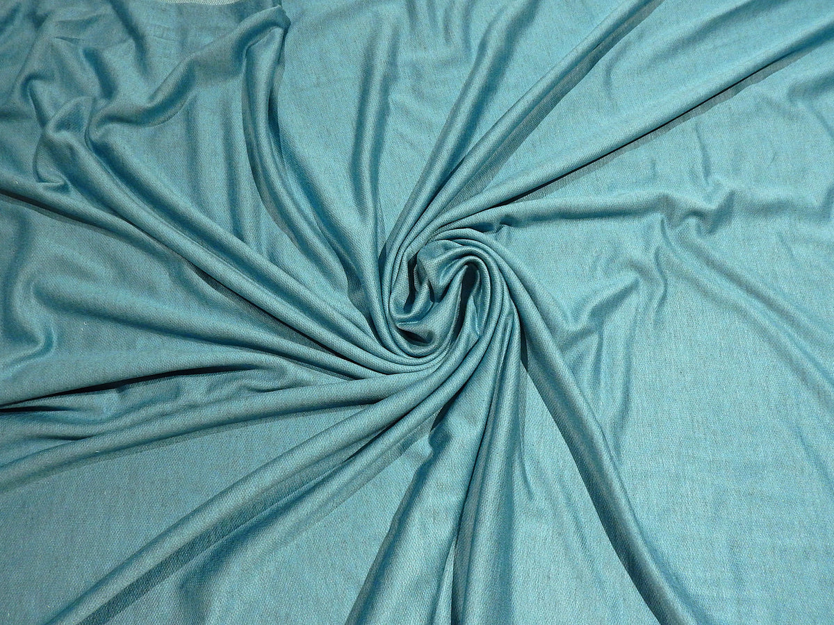 two toned light sky blue rayon spandex deadstock french terry knit fabric