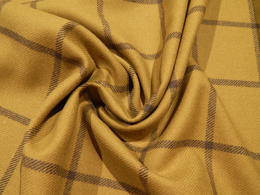 olive avocado green and grey plaid wool melton coating deadstock fabric