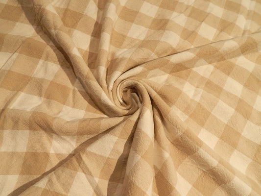 beige and white organic cotton gingham 1" checkered fabric telio