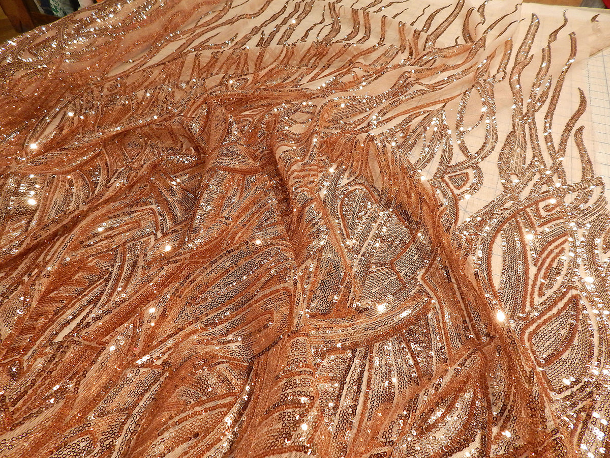 rose gold ombre sequin mesh prom dress art nouveau style sequins pattern deadstock fabric