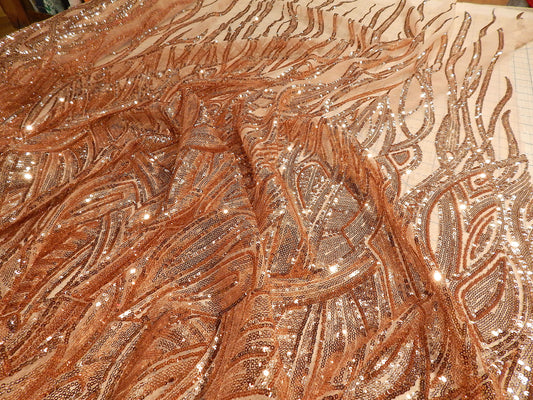 rose gold ombre sequin mesh prom dress art nouveau style sequins pattern deadstock fabric
