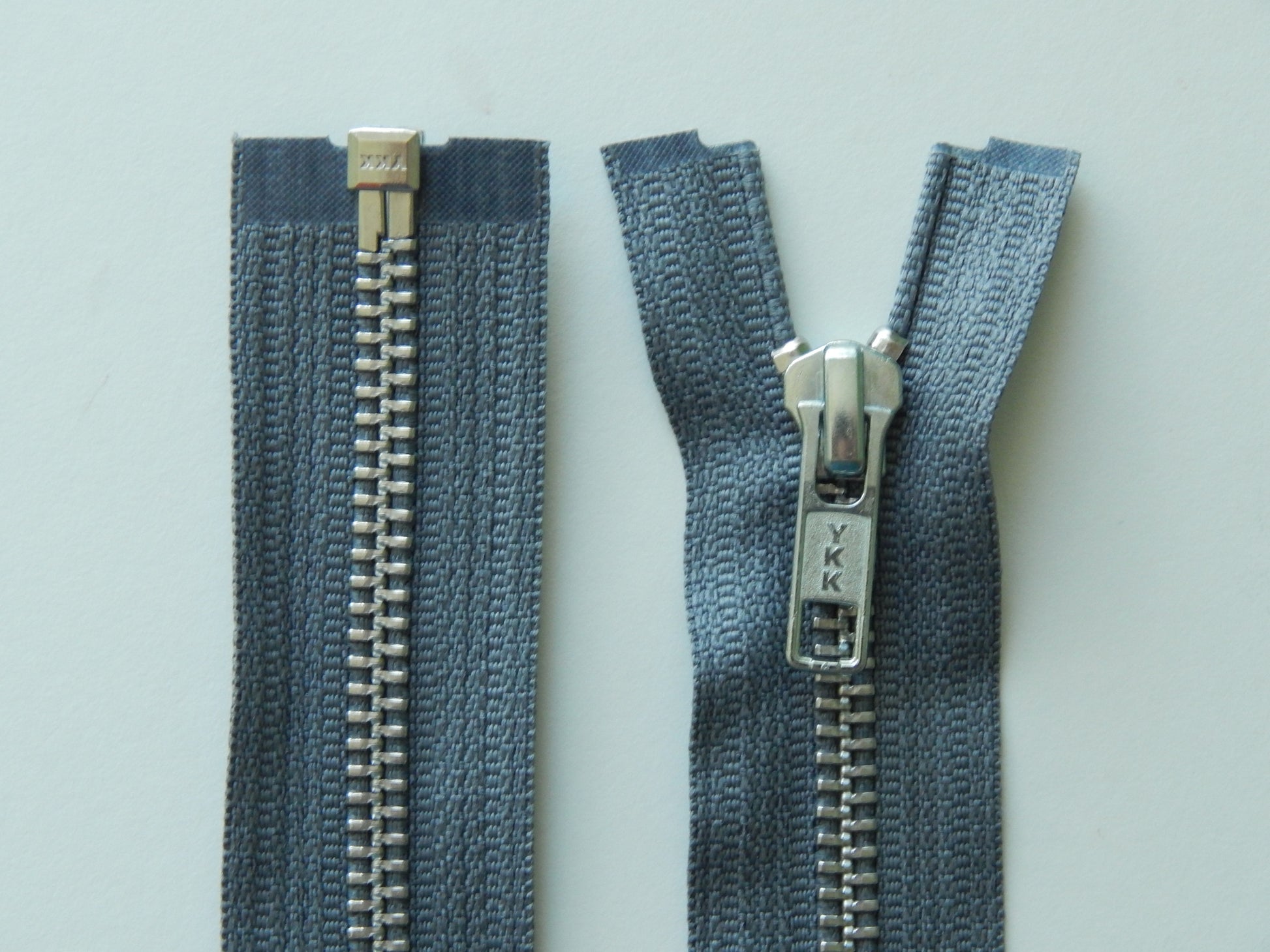 grey and silver jacket zipper