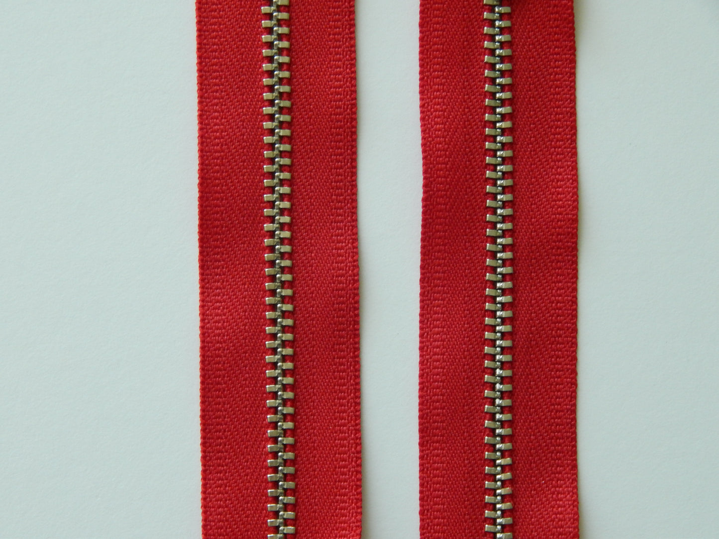 red and nickel zipper