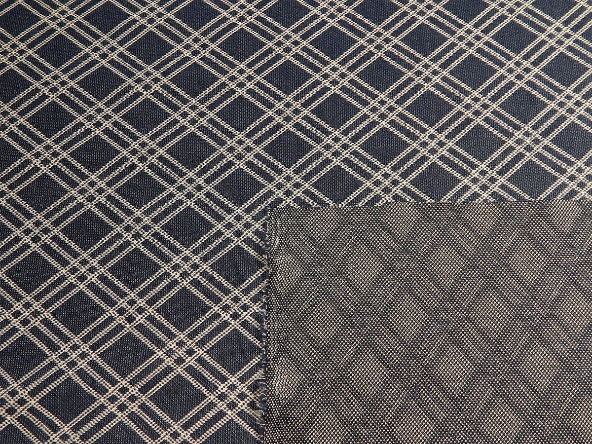 Blue and White Plaid Double Knit