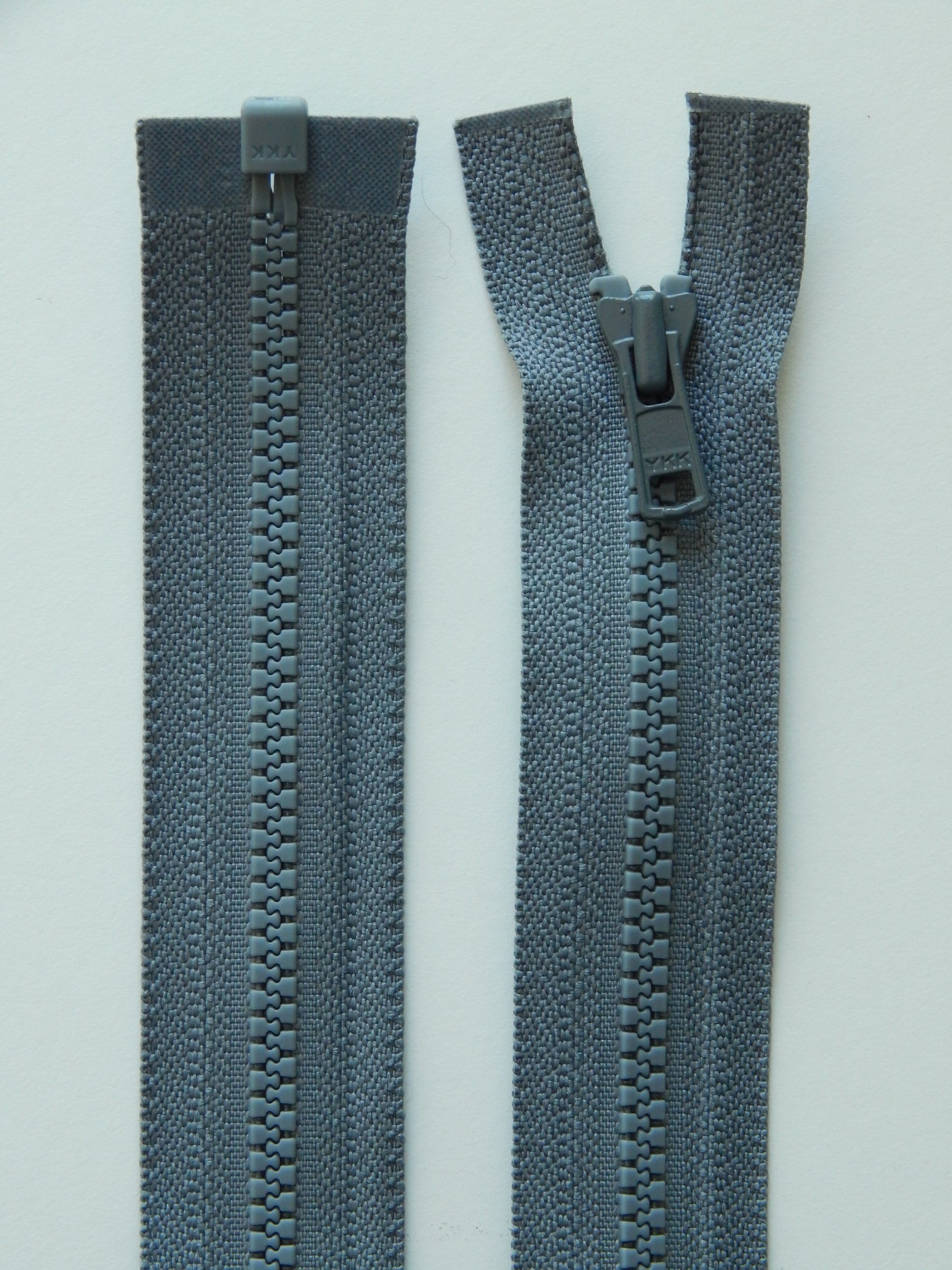 dark grey molded plastic sport separating jacket zipper