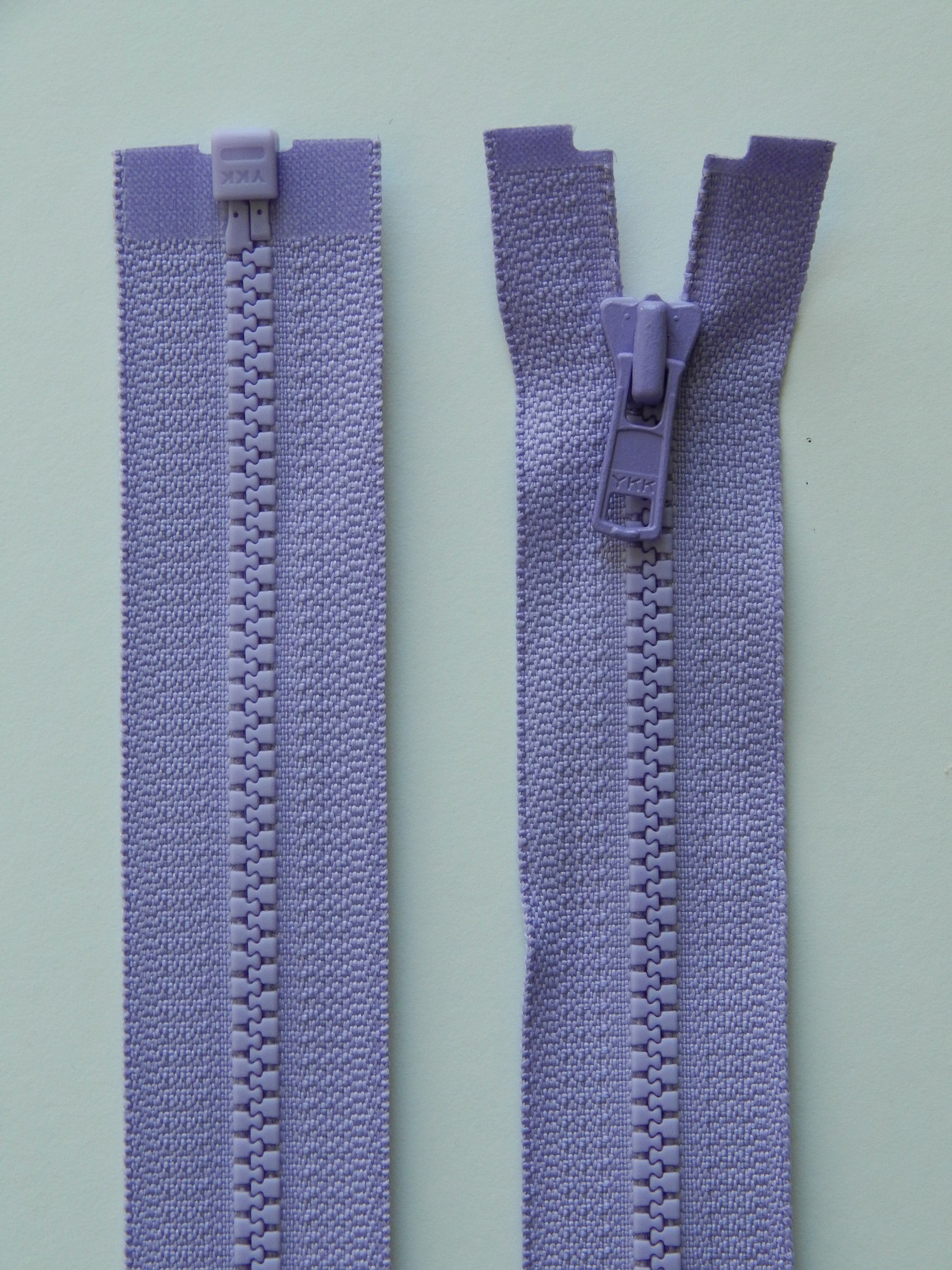 lilac molded plastic sport separating jacket zipper
