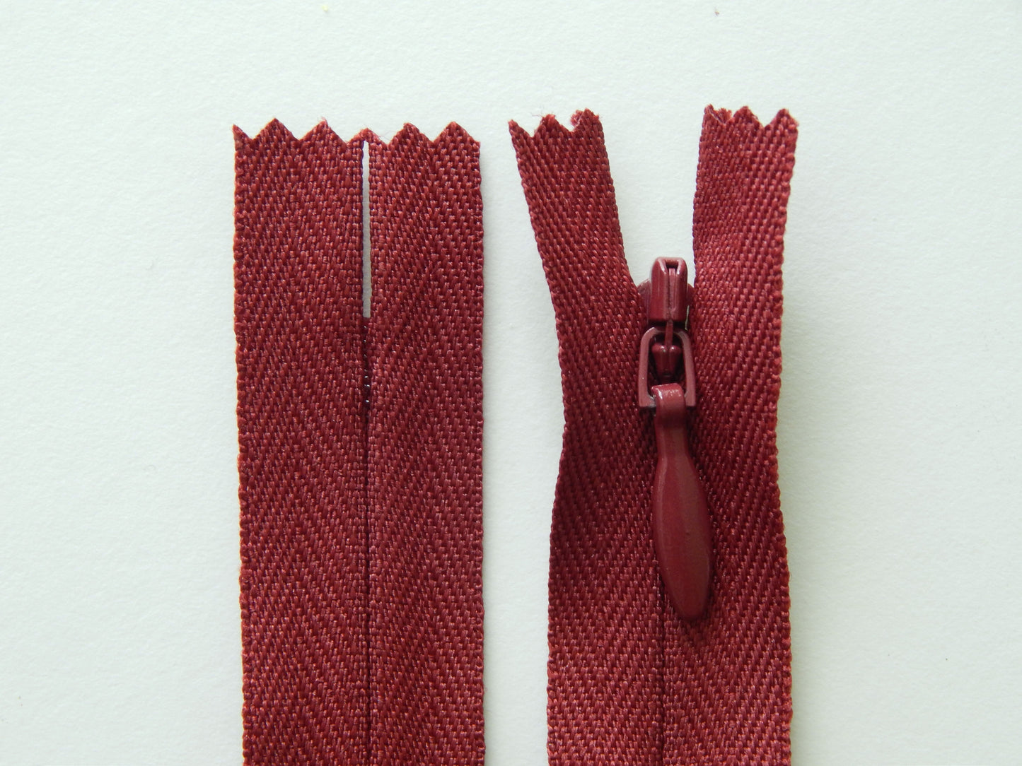 dark red concealed zipper