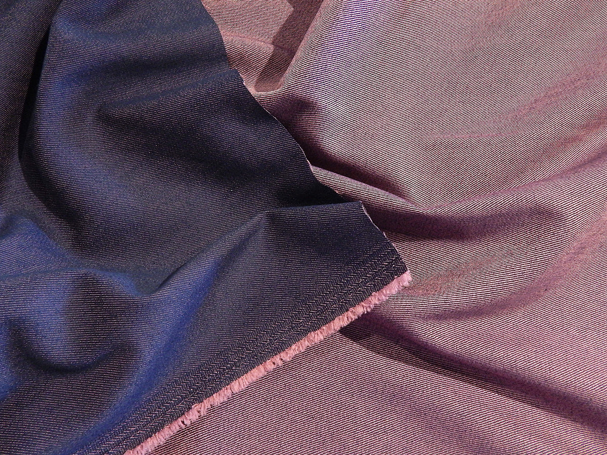 pink purple lavender blue denim two tone norma jean polyester cotton spandex telio denim fabric