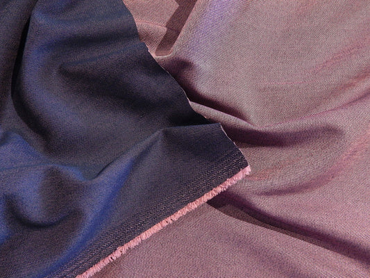 pink purple lavender blue denim two tone norma jean polyester cotton spandex telio denim fabric