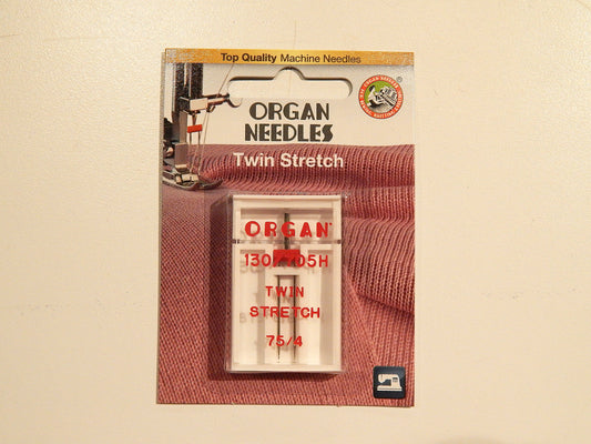 Organ Needles - Twin Stretch Needle: size 75/11, 4mm spacing