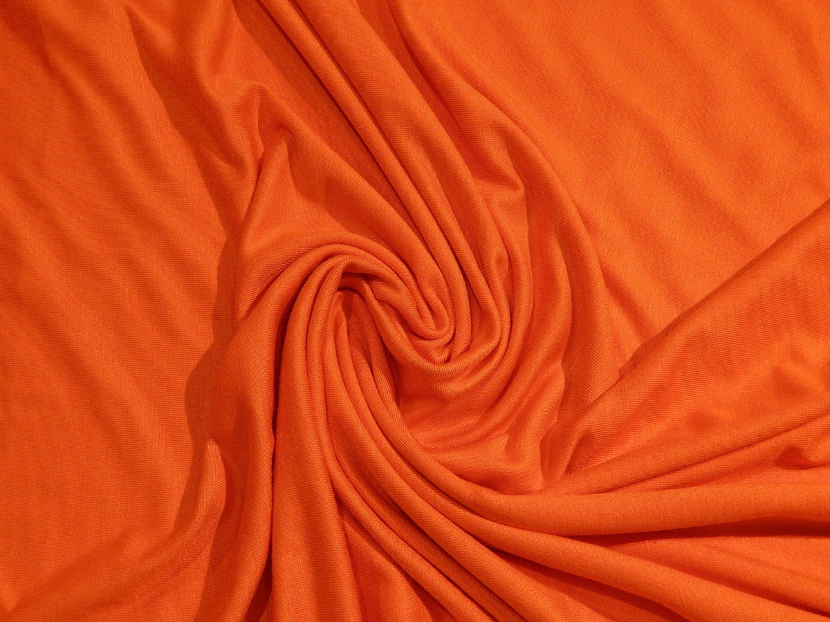 bright hunter orange rayon spandex deadstock jersey knit fabric