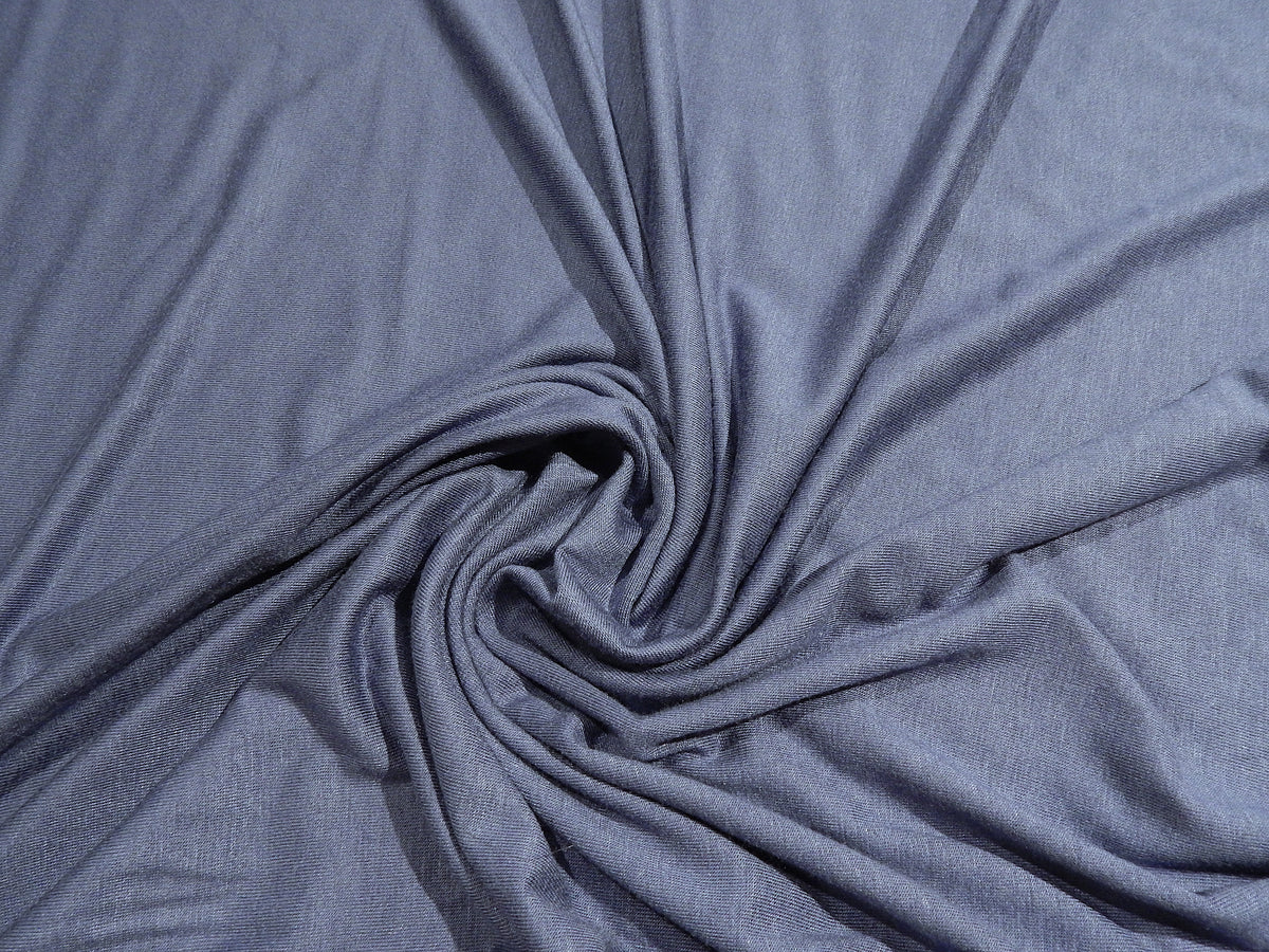 denim blue rayon spandex deadstock jersey knit fabric