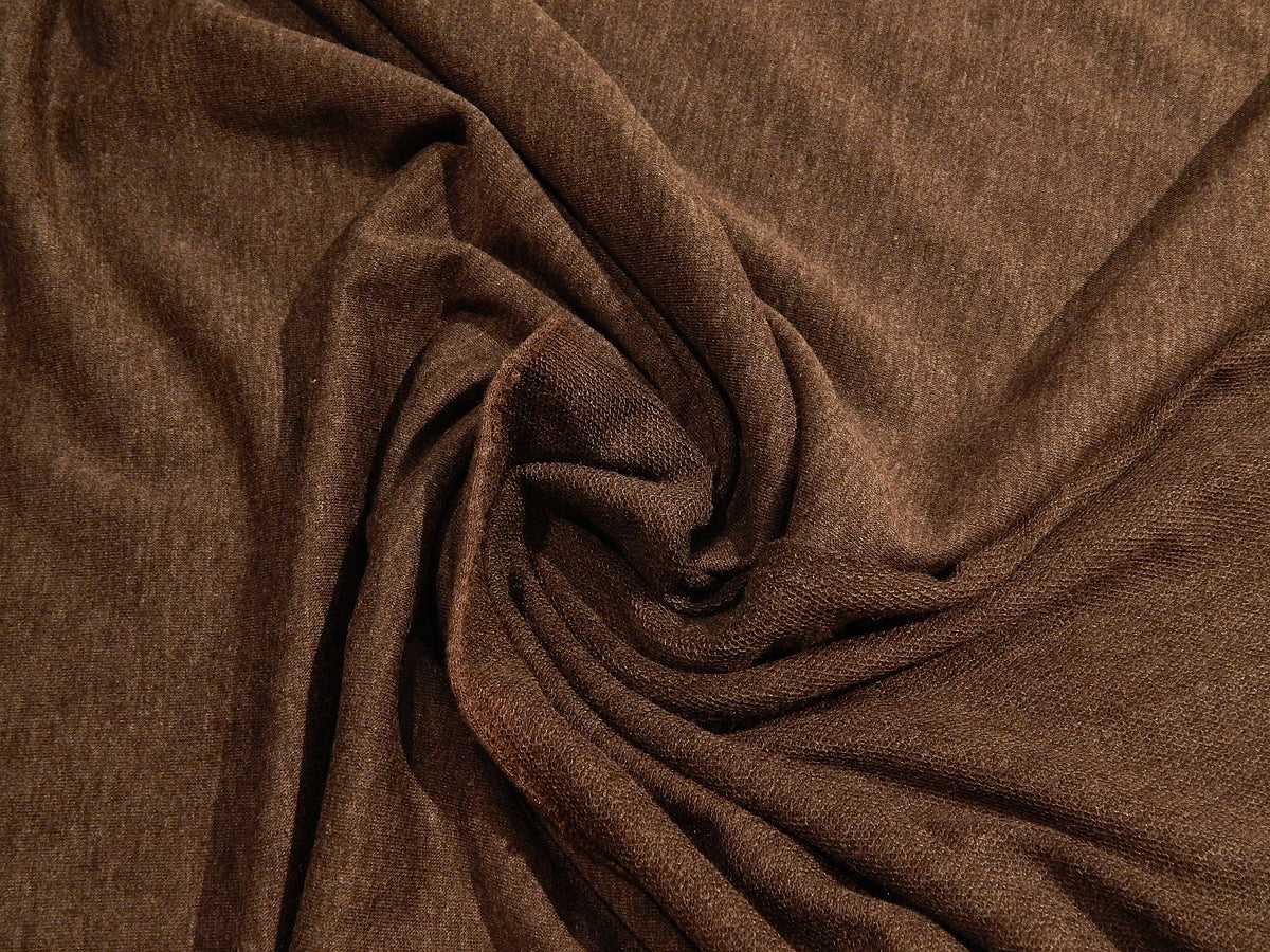 dark brown heathered henley variegated french terry knit fabric deadstock rayon spandex