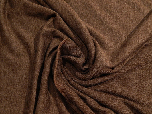 dark brown heathered henley variegated french terry knit fabric deadstock rayon spandex