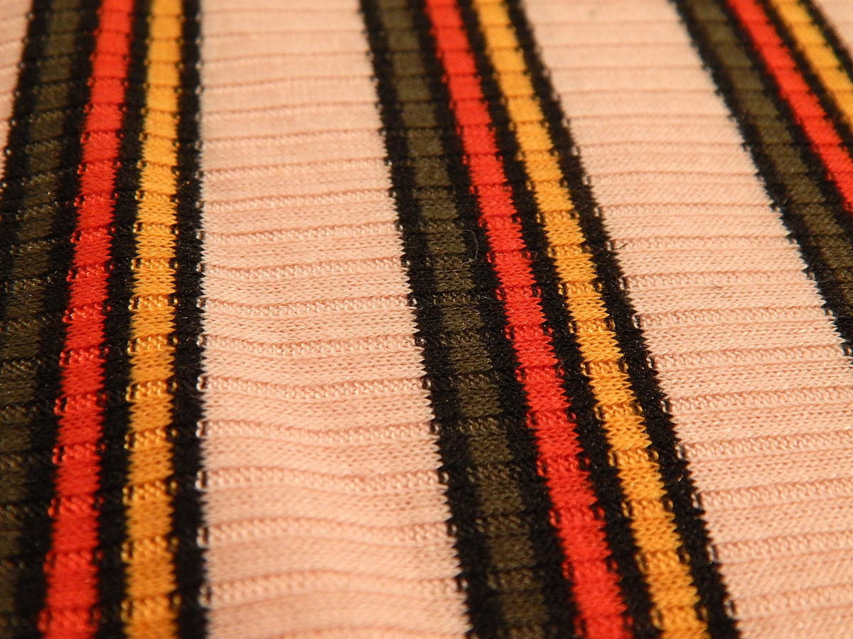Peach & Rainbow Rugby Stripe Rib Knit