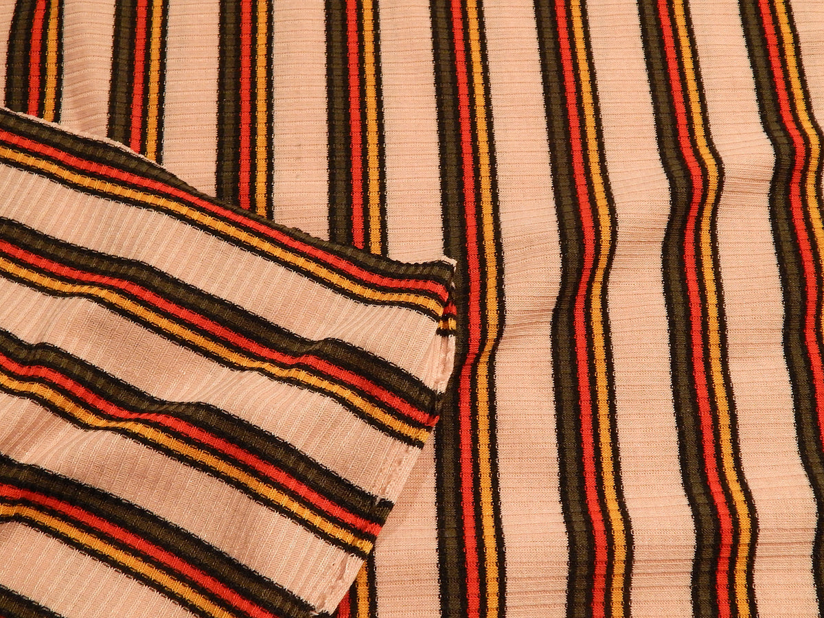 Peach & Rainbow Rugby Stripe Rib Knit