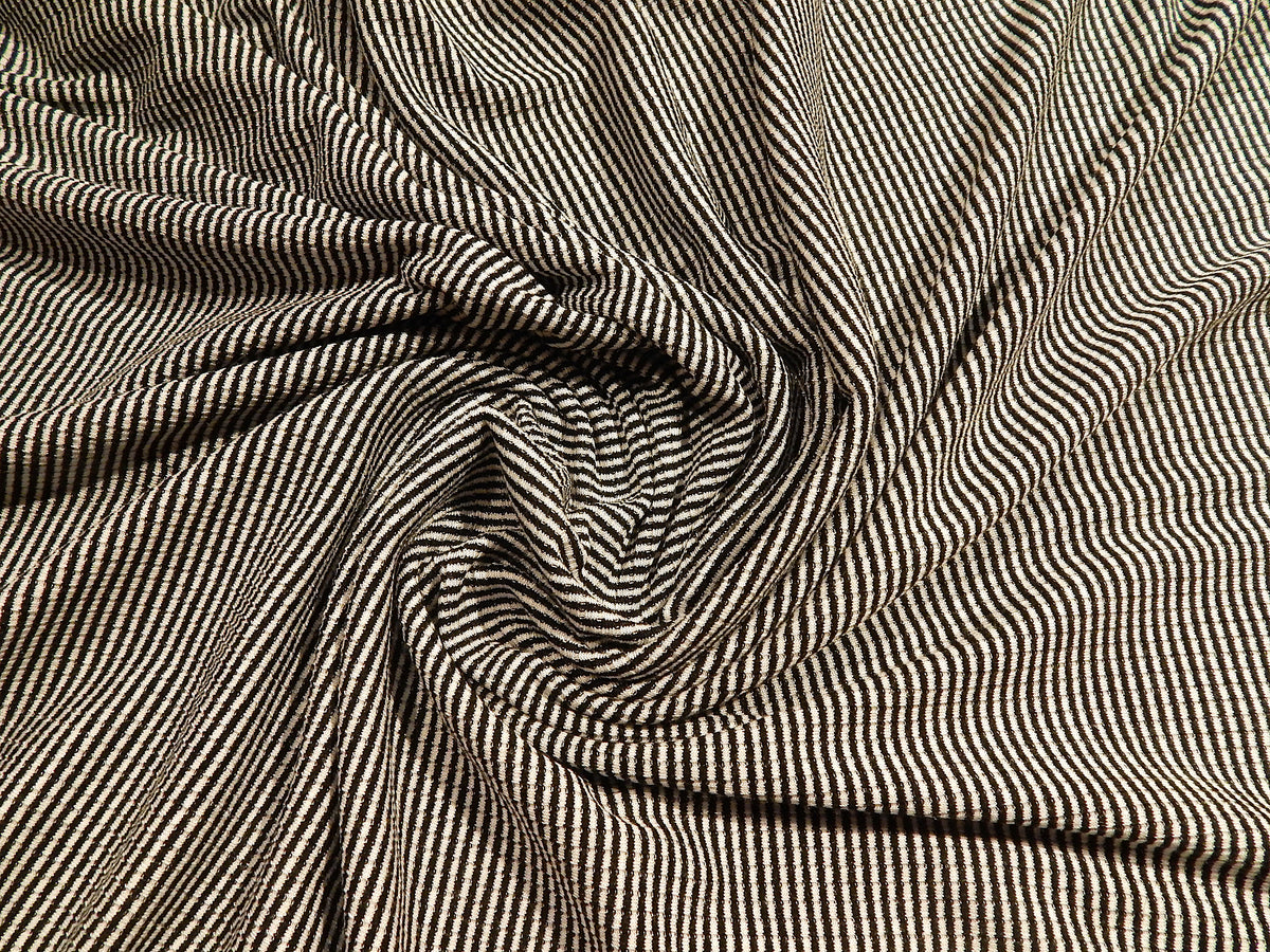 black and white mini stripe rib knit deadstock rayon fabric