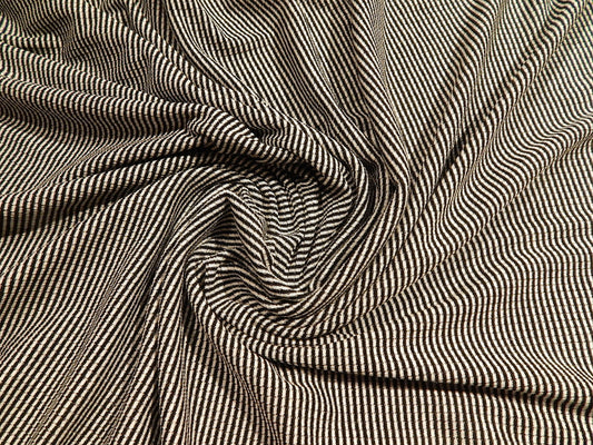 black and white mini stripe rib knit deadstock rayon fabric