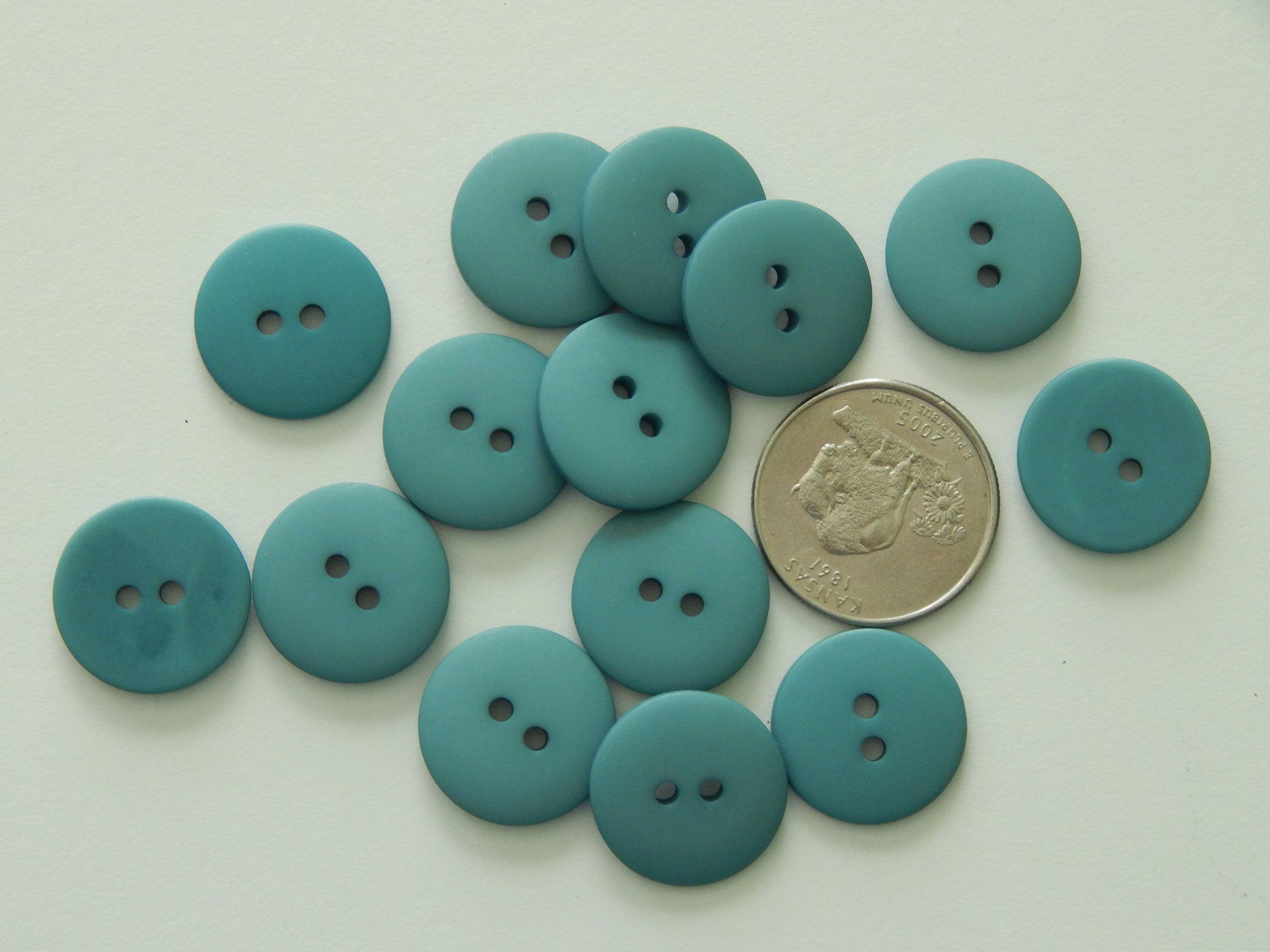teal blue plastic coat buttons