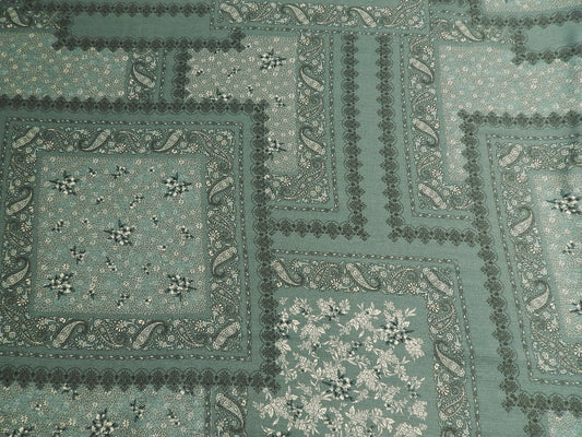 teal bandana style rayon gauze deadstock fabric