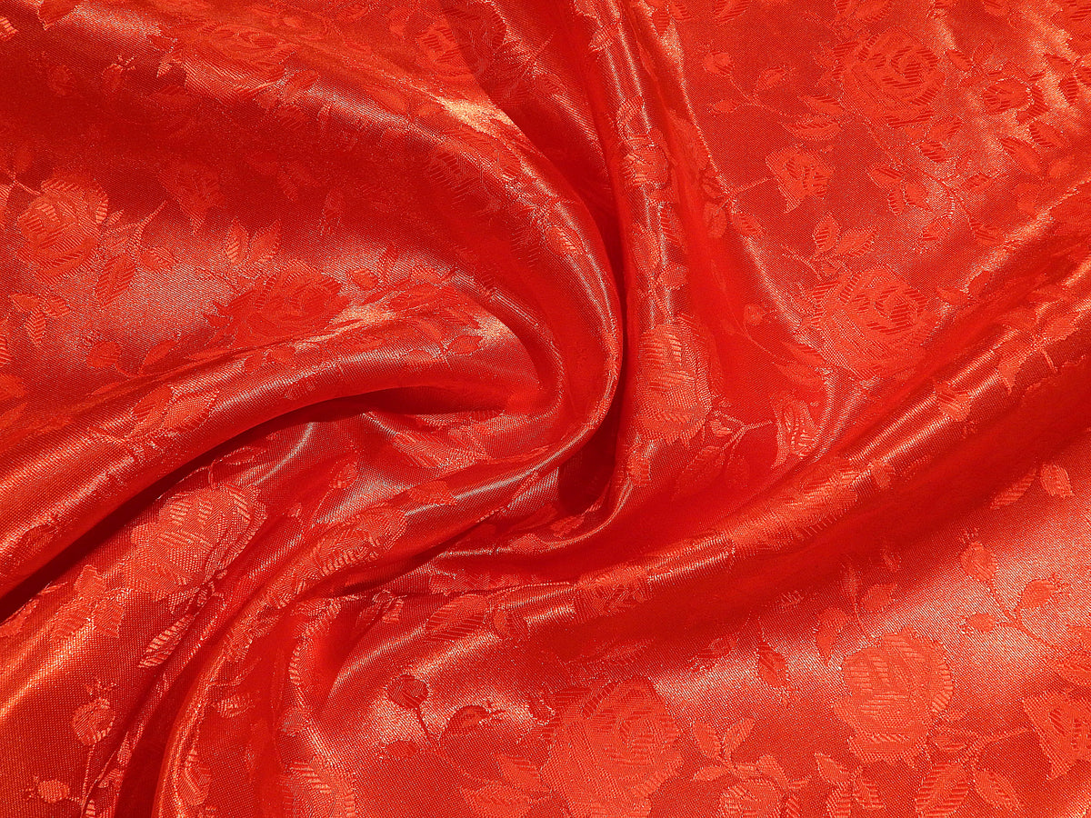 scarlet red rose reversible satin polyester fabric