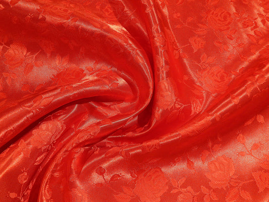 scarlet red rose reversible satin polyester fabric