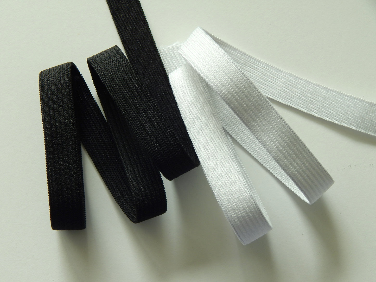 white and black knit elastic