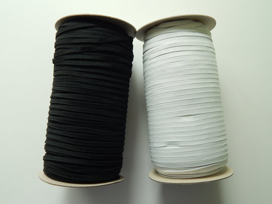 black and white 1/4" knit elastic