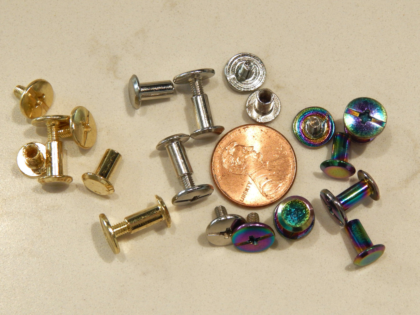 Chicago Rivet Screws - 8mm - Gold, Silver, & Iridescent
