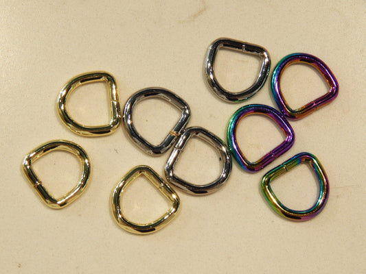 D-Rings - 1/2" - Gold, Silver, & Iridescent