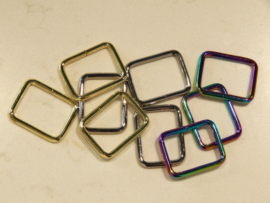 Rectangle Rings - 1" - Gold, Silver, & Iridescent