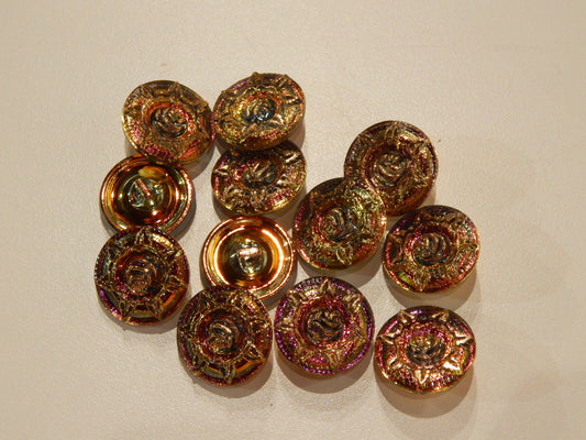 Vintage Iridescent Rose Button - Czech Glass