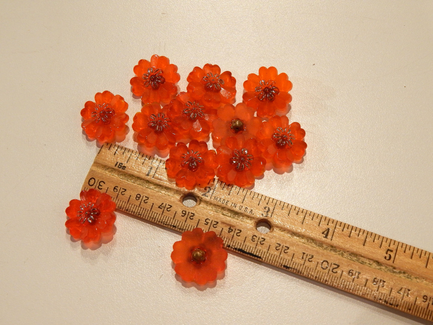 Radiant Red Glass Flower Buttons
