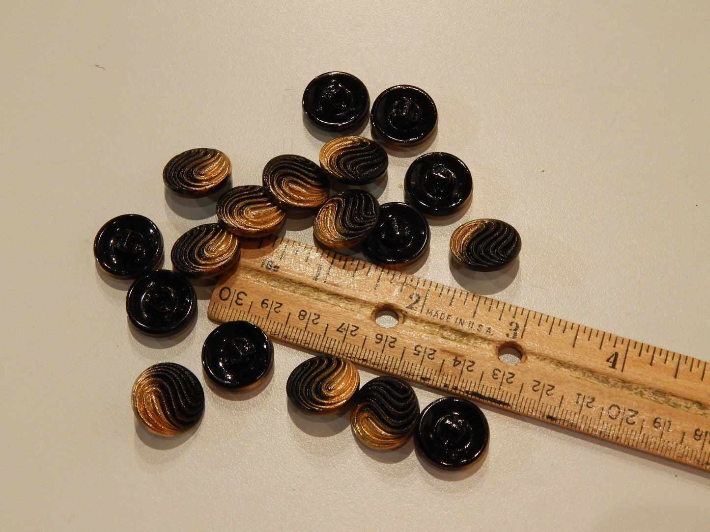 Black and Gold Glass Swirl Buttons