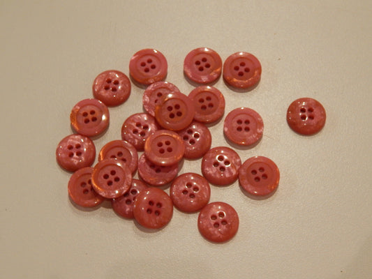 Italian Dark Coral Quartz Buttons - 5/8"