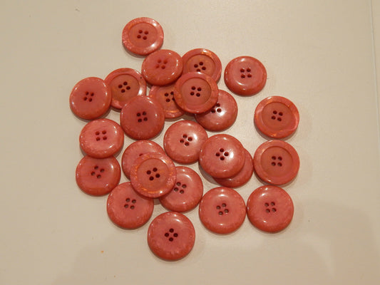 Italian Dark Coral Quartz Buttons - 1"