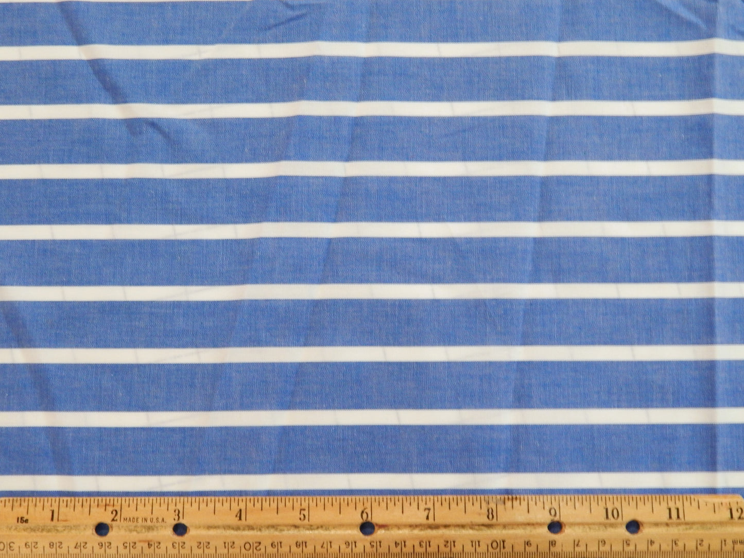 Blue and White Striped Cotton Linen Blend