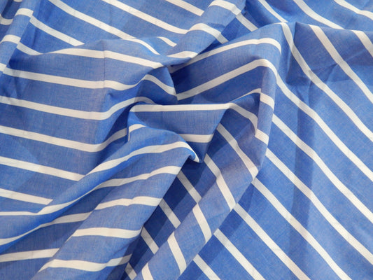 Blue and White Striped Cotton Linen Blend