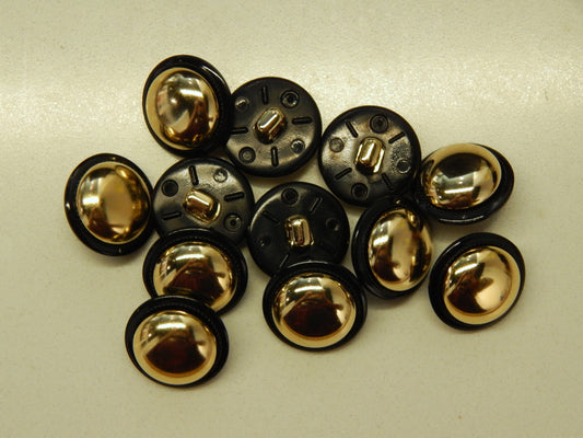 Black and Gold Bauble Buttons - 5/8"