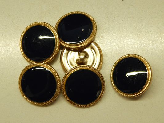 Gold Rimmed Dark Navy Glass Buttons