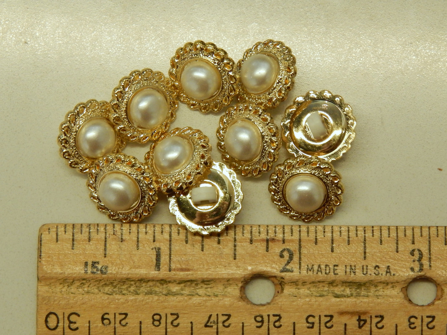 Gold Scalloped Pearl Buttons