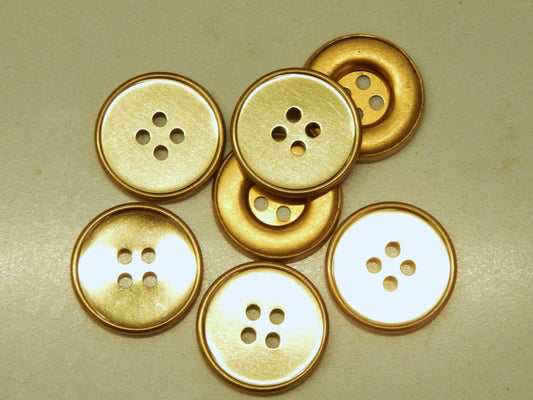Gold Rimmed Metal Buttons - 3/4"