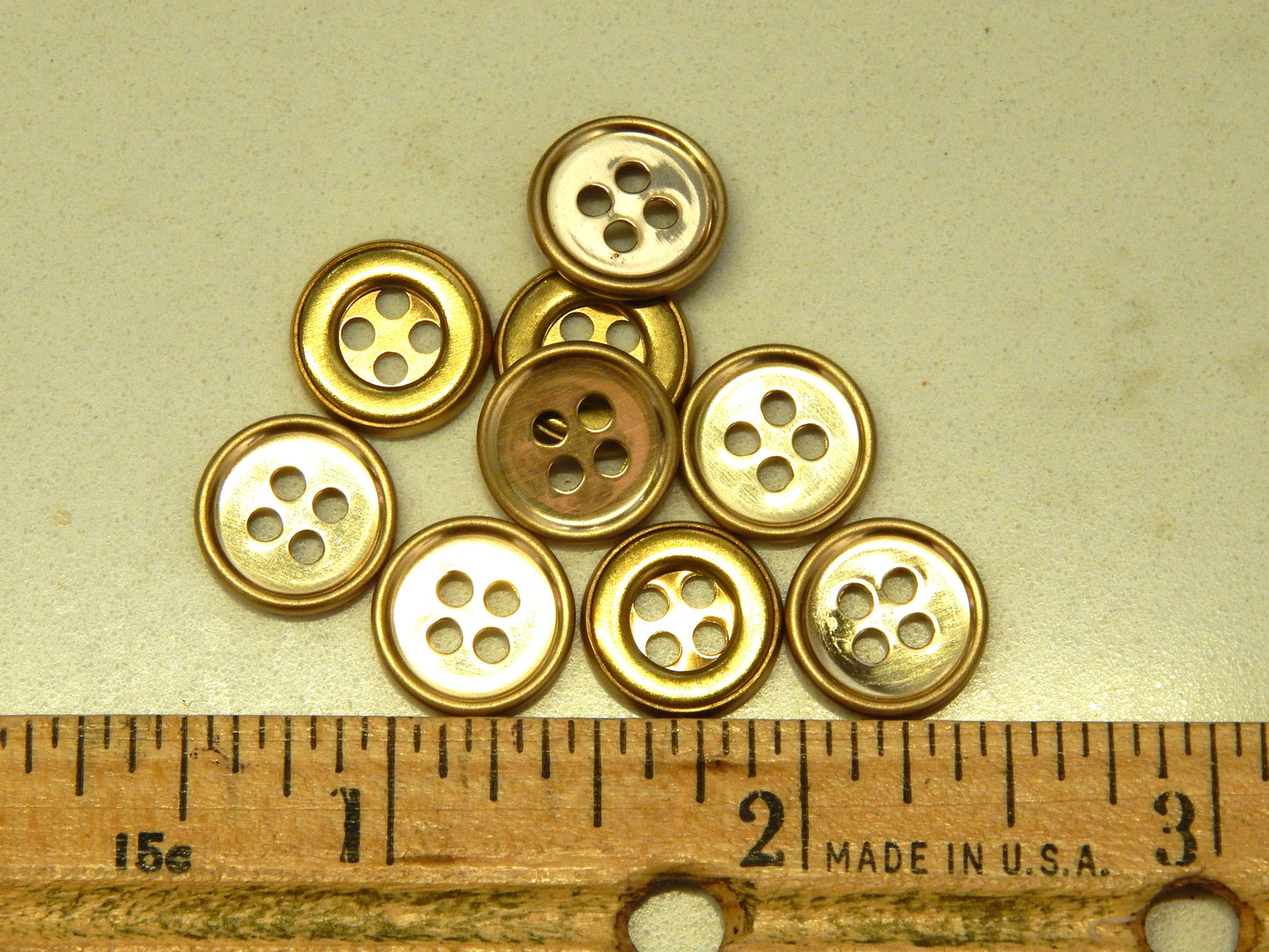 Gold Rimmed Metal Buttons - 1/2"